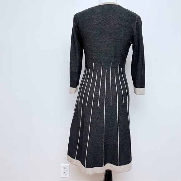 Nine West Fit and Flare Contrast Stitching Long Sleeve Sweater Dress Size Small - Picture 7 of 12
